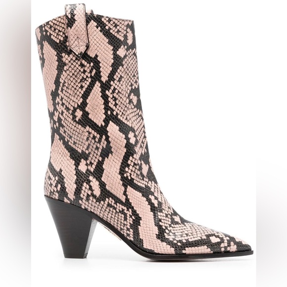 Aquazzura Boogie Cowboy boots in pink snake. Size 38 (8)